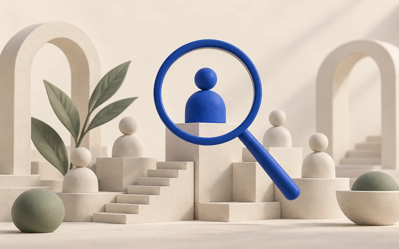 HPG Advisory Services project cover project illustration: an executive-search compass connecting leadership profiles and hospitality opportunity markers
